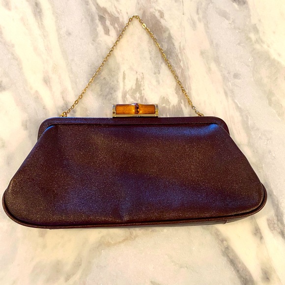 Ann Taylor Handbags - Ann Taylor brown leather clutch handbag